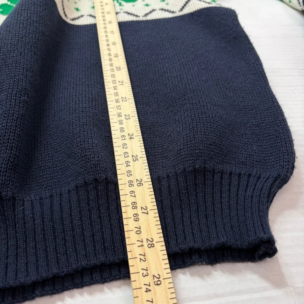 Blarney Castle Knitwear Shamrock Sweater Green Navy White Mens XXL Ireland